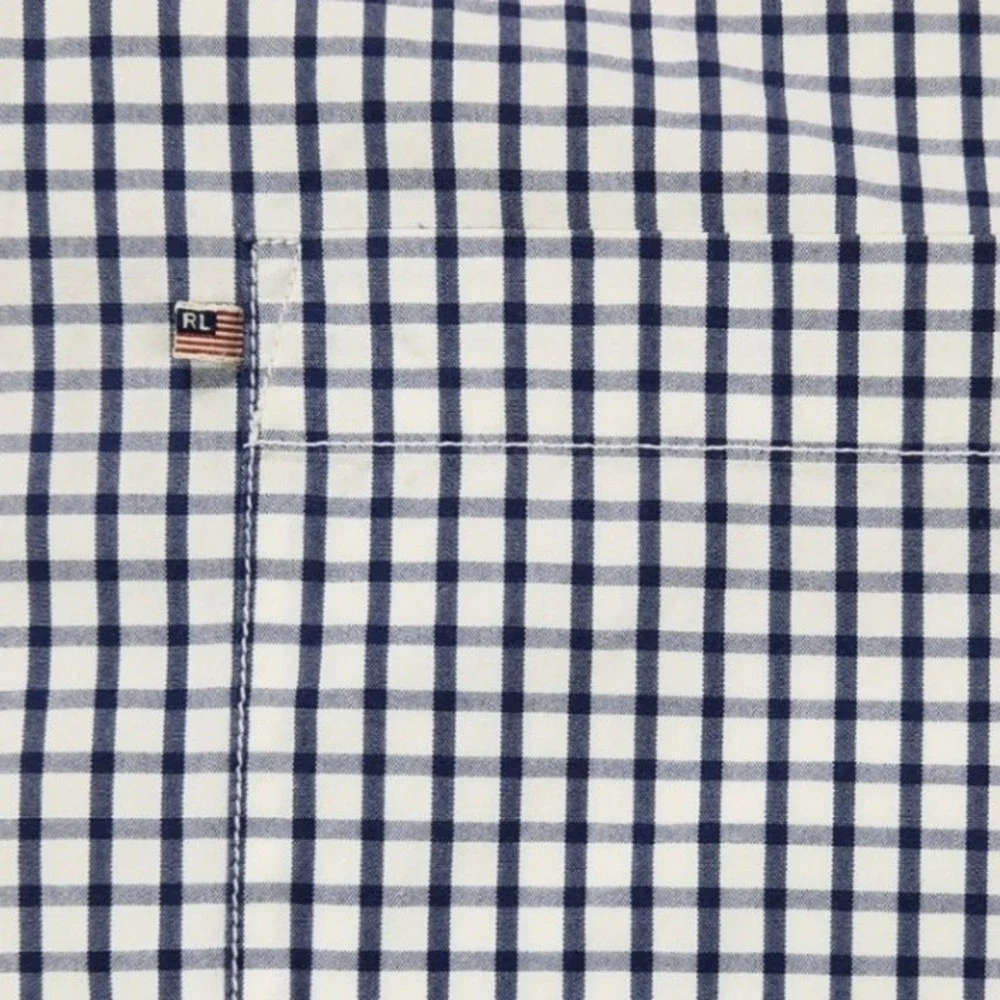 Polo Jeans Co Ralph Lauren Plaid‎ Button Down Shirt Men's XXL Blue White Green - Picture 3 of 8